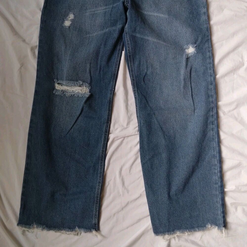 Peace Love Eco By Rewash Super High Rise Distressed Jeans Straight Size 11/30 - Picture 3 of 9